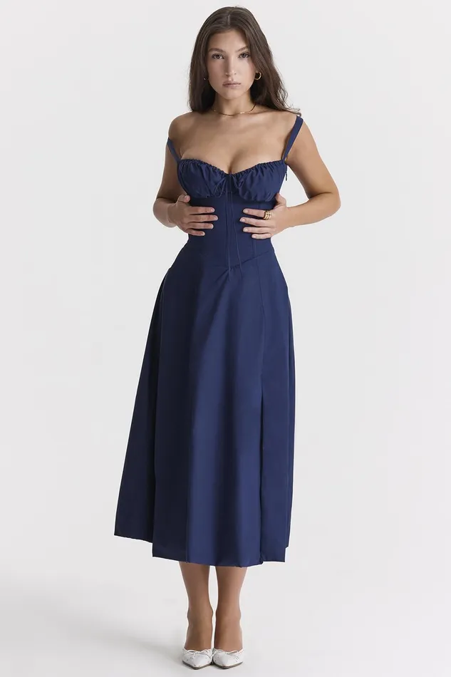 House Of CB CarmenFrench Navy Bustier Sundress French Women Corset Dresses
