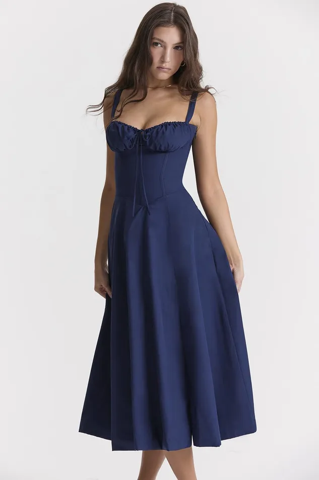 House Of CB CarmenFrench Navy Bustier Sundress French Women Corset Dresses