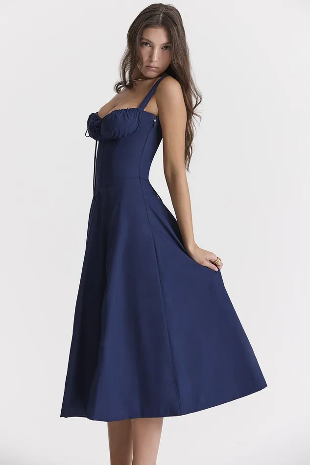 House Of CB CarmenFrench Navy Bustier Sundress French Women Corset Dresses