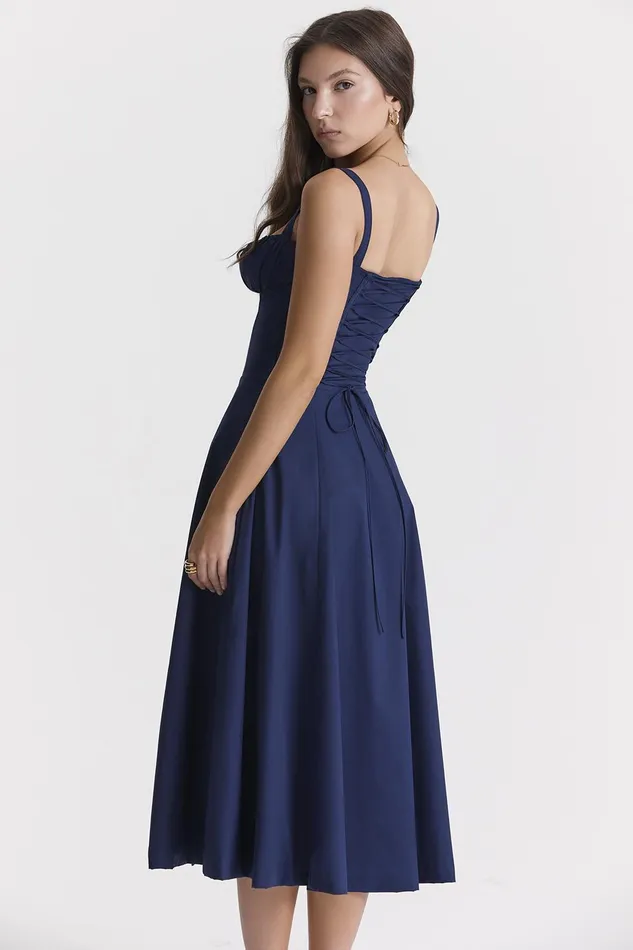 House Of CB CarmenFrench Navy Bustier Sundress French Women Corset Dresses