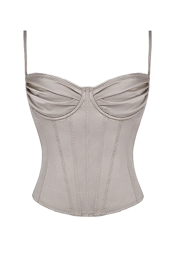 House Of CB ChantalChampagne Satin Top Champagne Women Tops