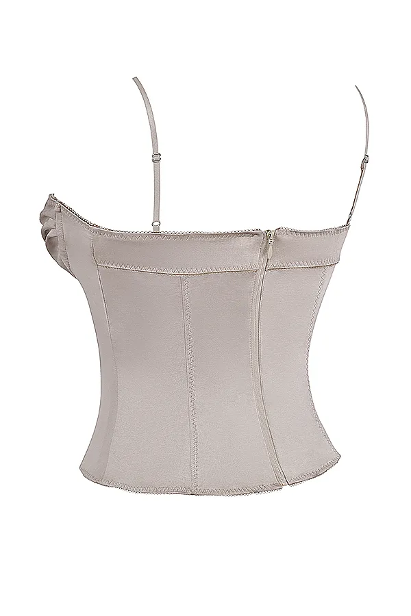 House Of CB ChantalChampagne Satin Top Champagne Women Tops