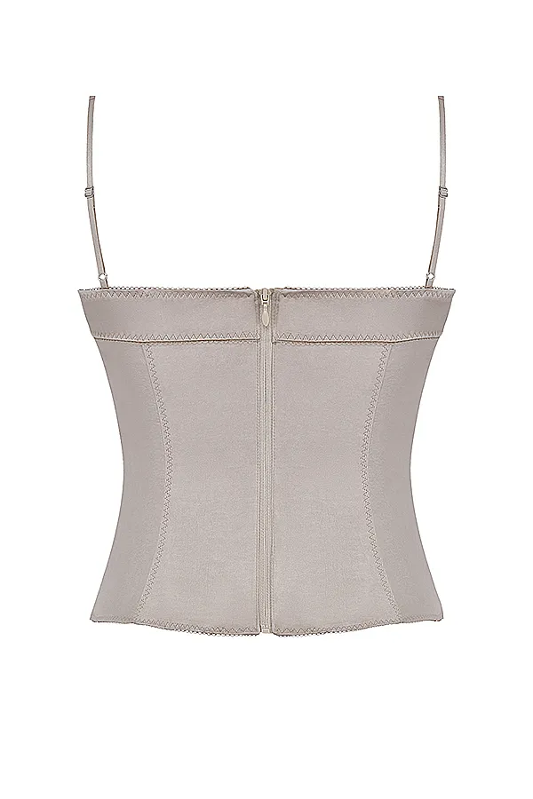 House Of CB ChantalChampagne Satin Top Champagne Women Tops