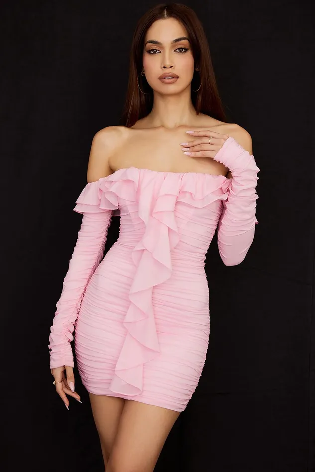 House Of CB ElizaReal Silk Fairy Pink Mini Dress 8211 SALE Real Women Bodycon Dresses