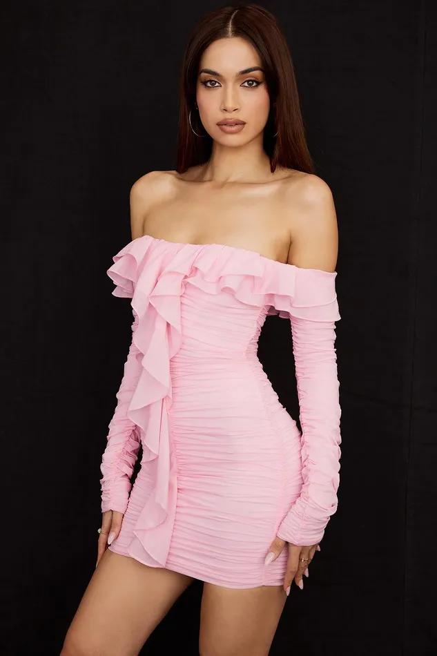 House Of CB ElizaReal Silk Fairy Pink Mini Dress 8211 SALE Real Women Bodycon Dresses