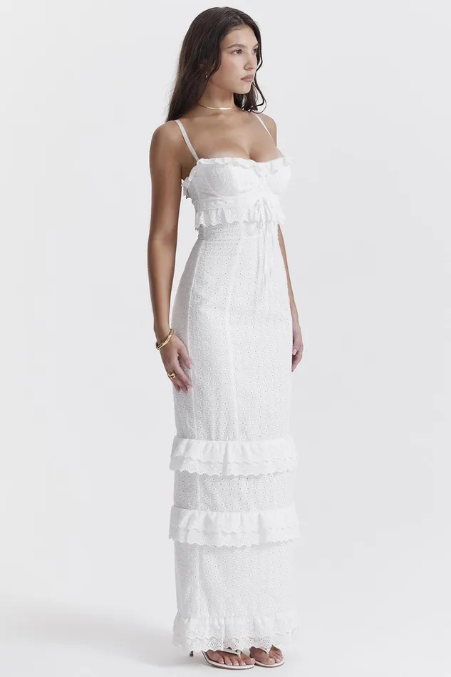 House Of CB EveWhite Broderie Maxi Dress White Women Corset Dresses
