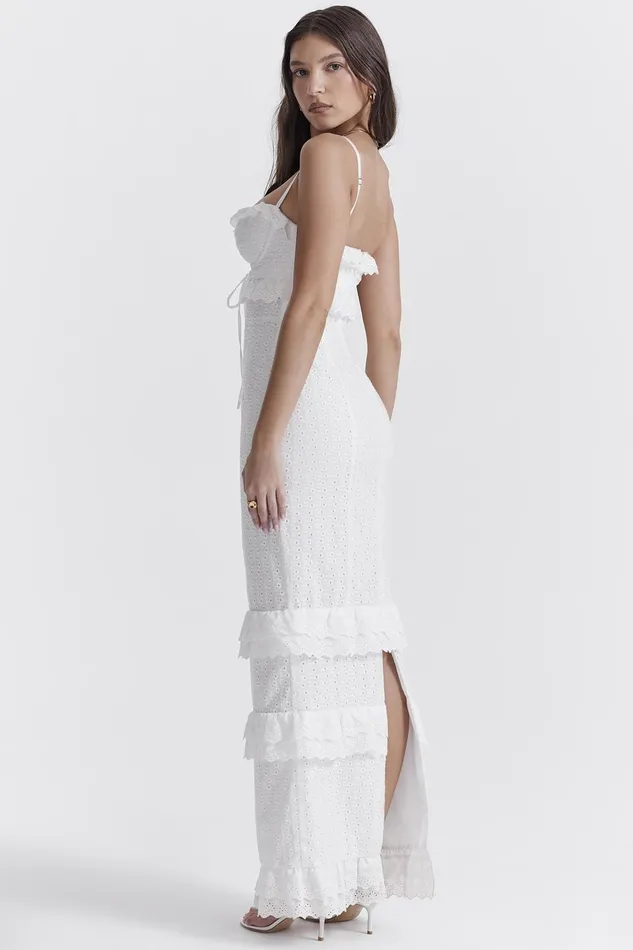House Of CB EveWhite Broderie Maxi Dress White Women Corset Dresses