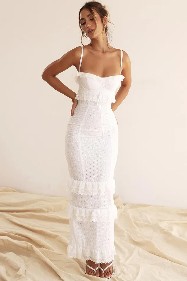 House Of CB EveWhite Broderie Maxi Dress White Women Corset Dresses
