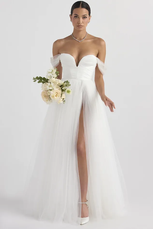 House Of CB FairytaleWhite Tulle Bridal Gown White Women Maxi Dresses