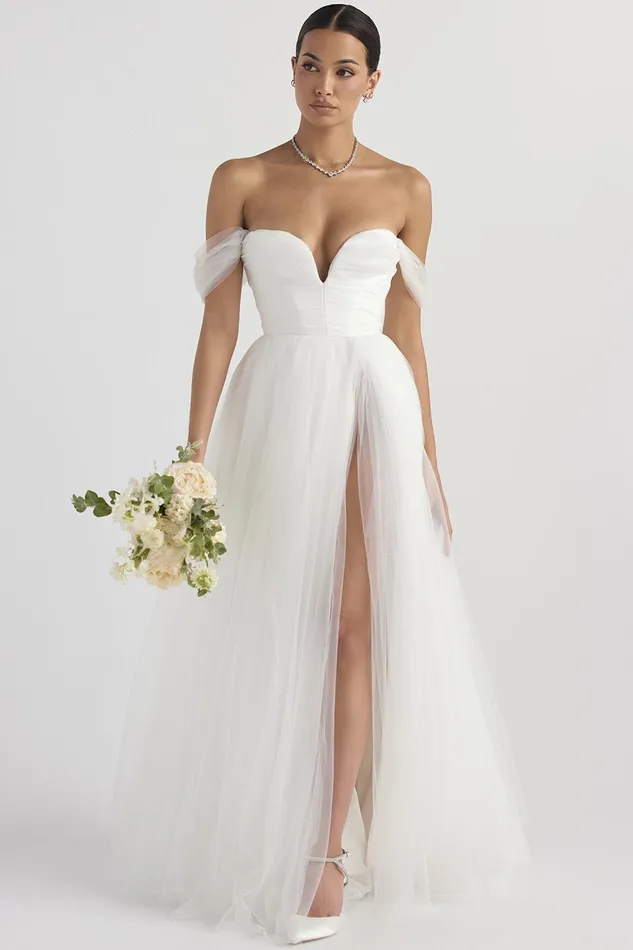 House Of CB FairytaleWhite Tulle Bridal Gown White Women Maxi Dresses