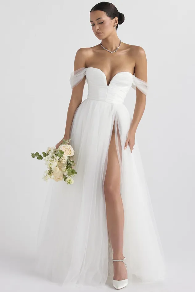 House Of CB FairytaleWhite Tulle Bridal Gown White Women Maxi Dresses