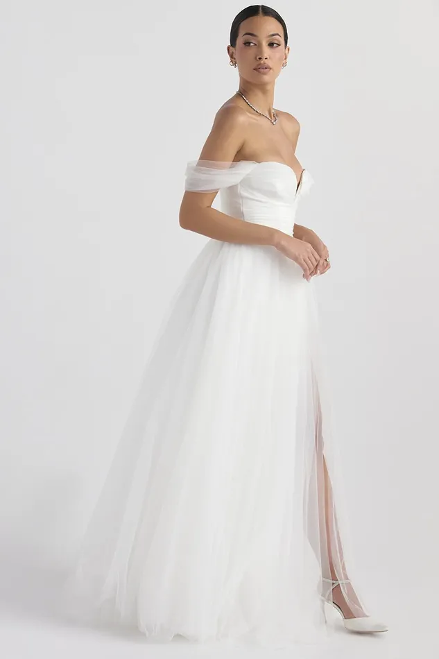 House Of CB FairytaleWhite Tulle Bridal Gown White Women Maxi Dresses