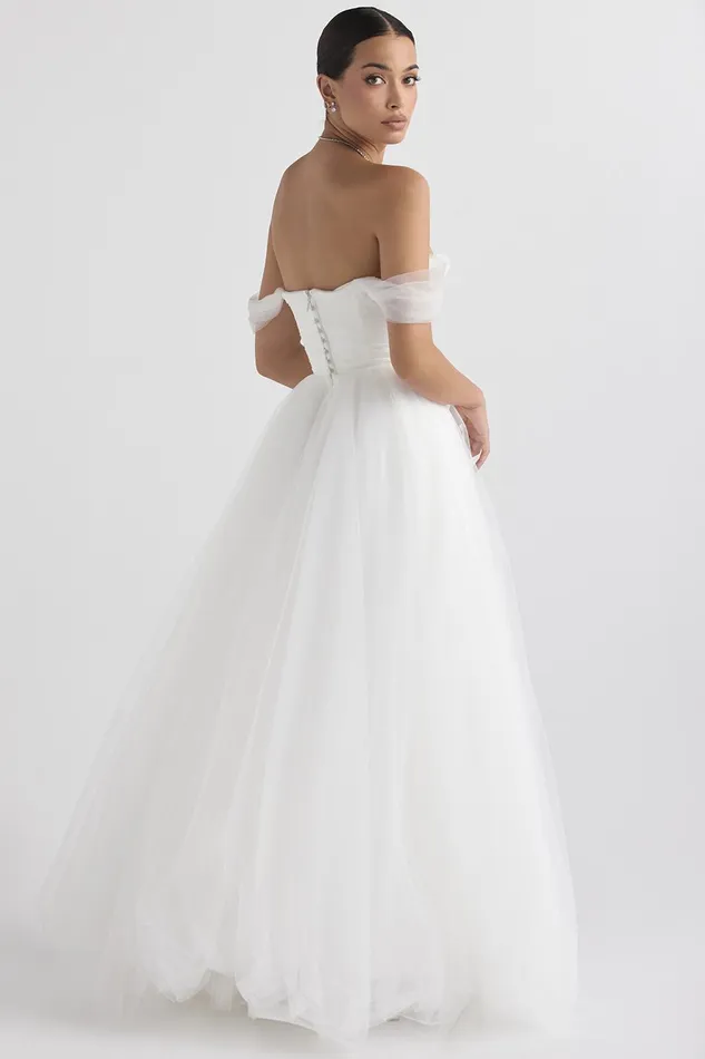 House Of CB FairytaleWhite Tulle Bridal Gown White Women Maxi Dresses