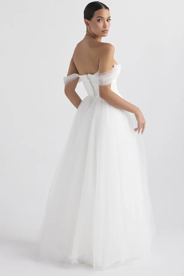 House Of CB FairytaleWhite Tulle Bridal Gown White Women Maxi Dresses