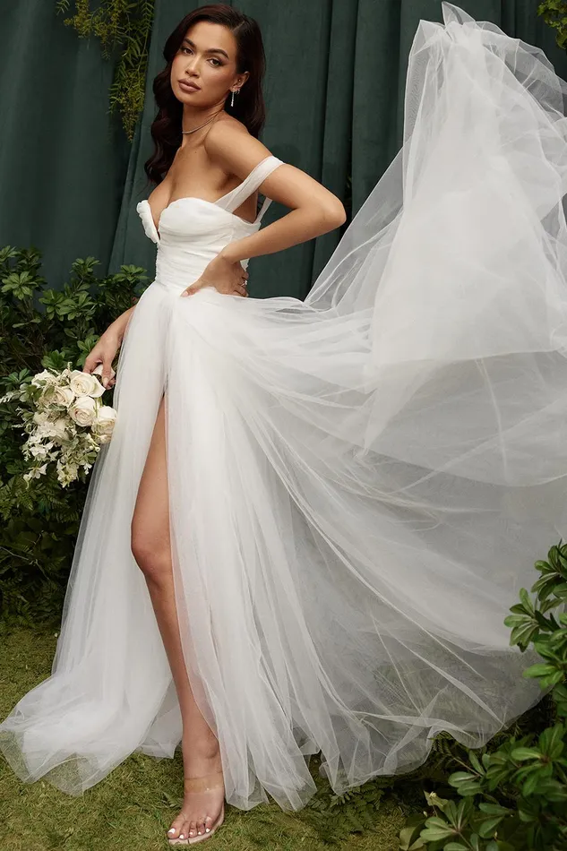 House Of CB FairytaleWhite Tulle Bridal Gown White Women Maxi Dresses