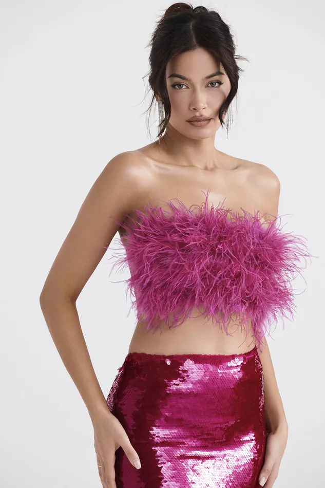 House Of CB FenellaHot Pink Trimmed Bandeau 8211 SALE Hot Women Tops
