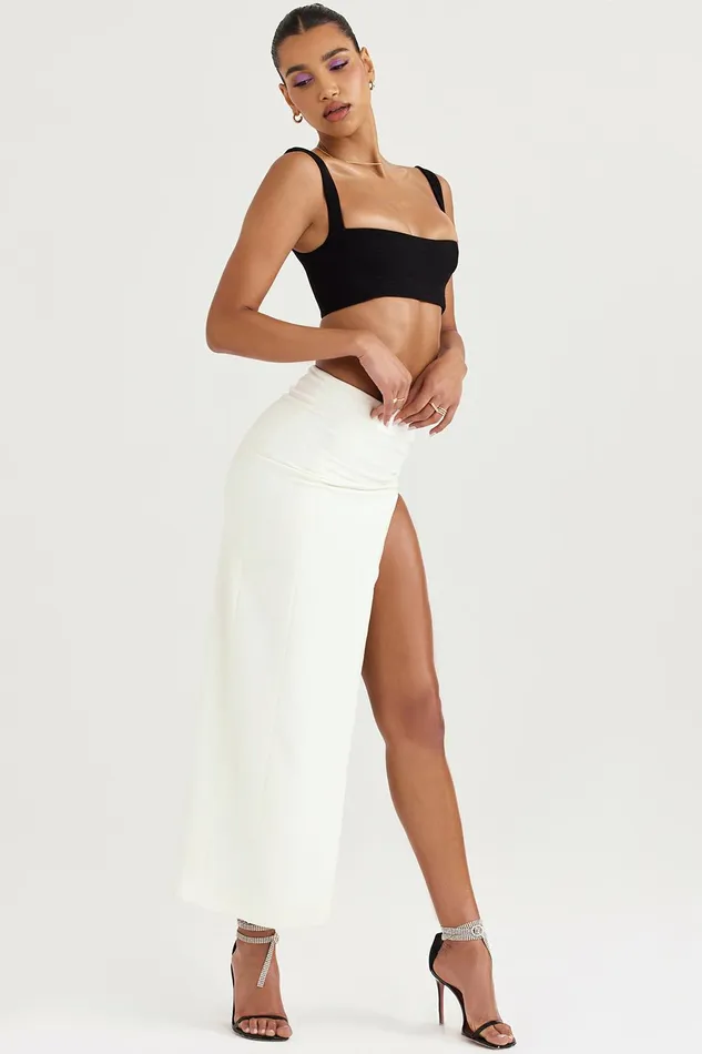 House Of CB FrancescaIvory Thigh Split Midi Skirt 8211 SALE Ivory Women Skirts