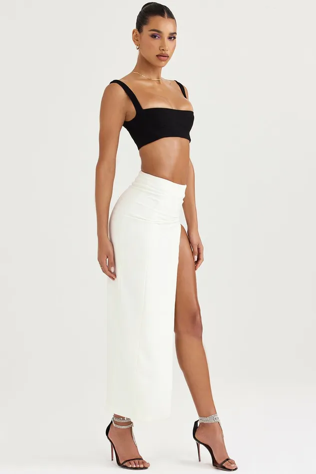 House Of CB FrancescaIvory Thigh Split Midi Skirt 8211 SALE Ivory Women Skirts