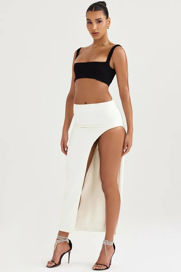 House Of CB FrancescaIvory Thigh Split Midi Skirt 8211 SALE Ivory Women Skirts