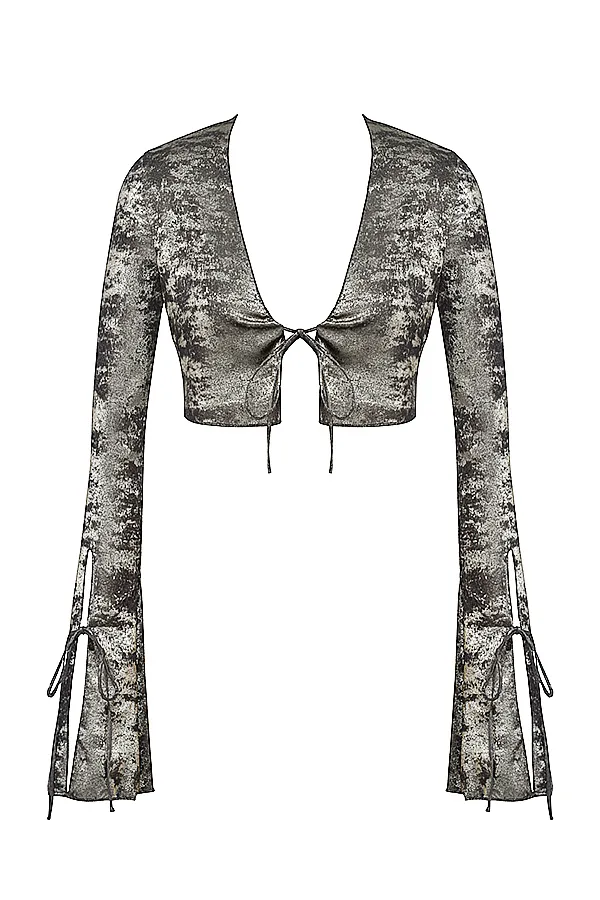 House Of CB GiuliaPewter Shimmer Velvet Satin Top 8211 SALE Pewter Women Tops
