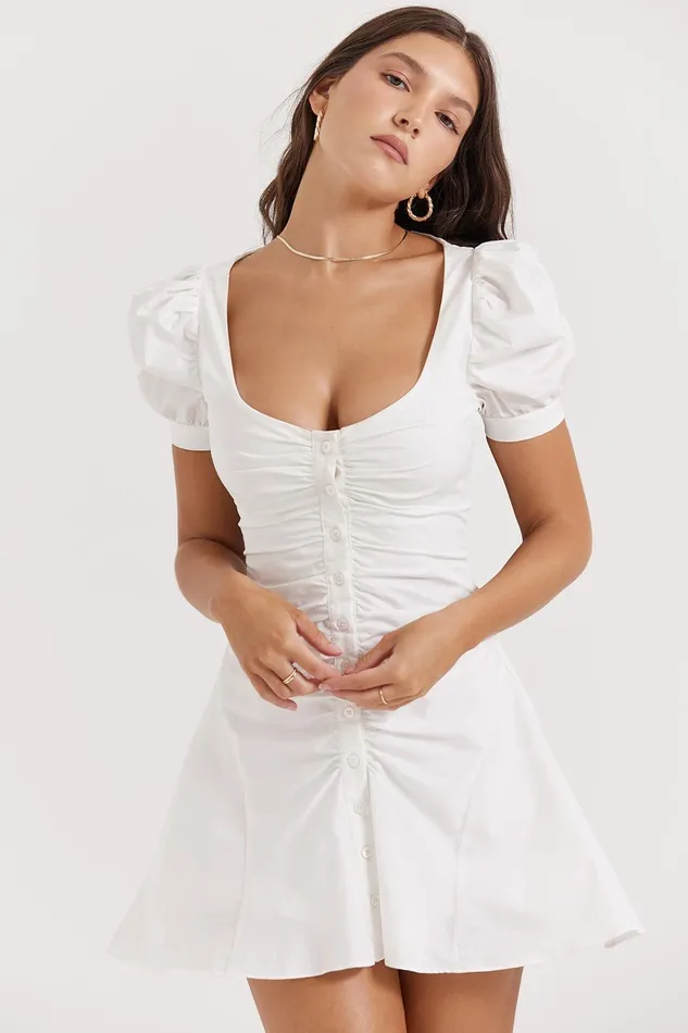 House Of CB HamedaWhite Puff Sleeve Mini Dress 8211 SALE White Women Mini Dresses
