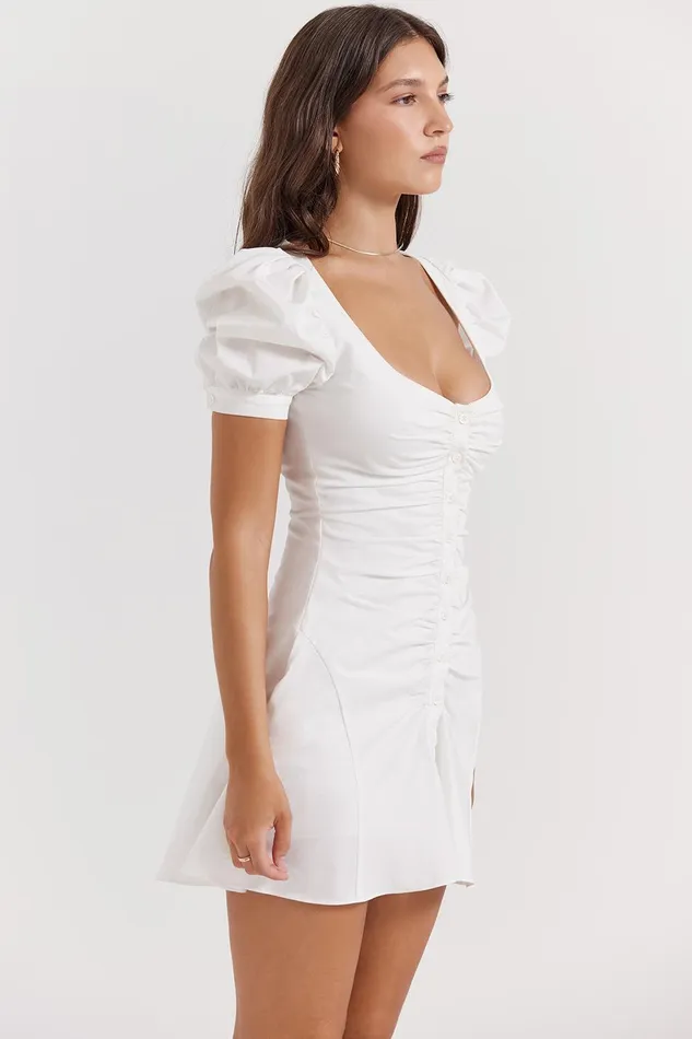 House Of CB HamedaWhite Puff Sleeve Mini Dress 8211 SALE White Women Mini Dresses