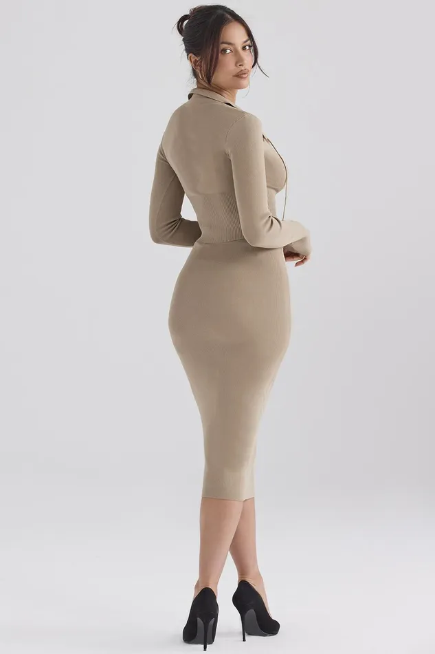 House Of CB HeatherCamel Knit Midi Skirt 8211 SALE Camel Women Skirts