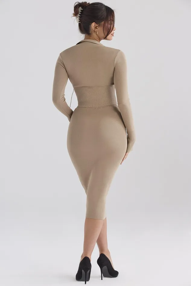 House Of CB HeatherCamel Knit Midi Skirt 8211 SALE Camel Women Skirts