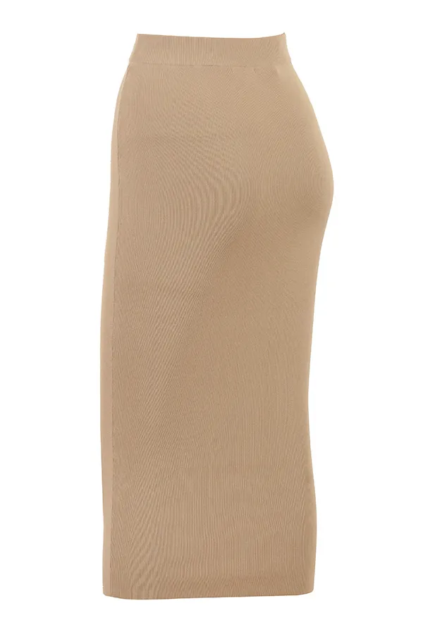House Of CB HeatherCamel Knit Midi Skirt 8211 SALE Camel Women Skirts