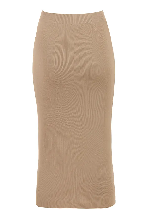 House Of CB HeatherCamel Knit Midi Skirt 8211 SALE Camel Women Skirts