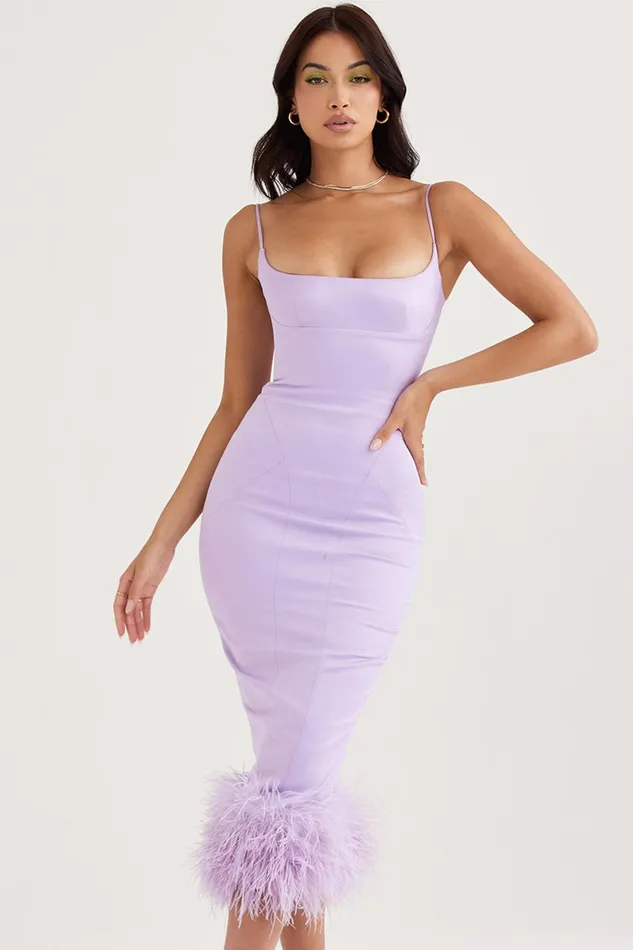 House Of CB HelenaOrchid Satin Midi Dress Orchid Women Bodycon Dresses