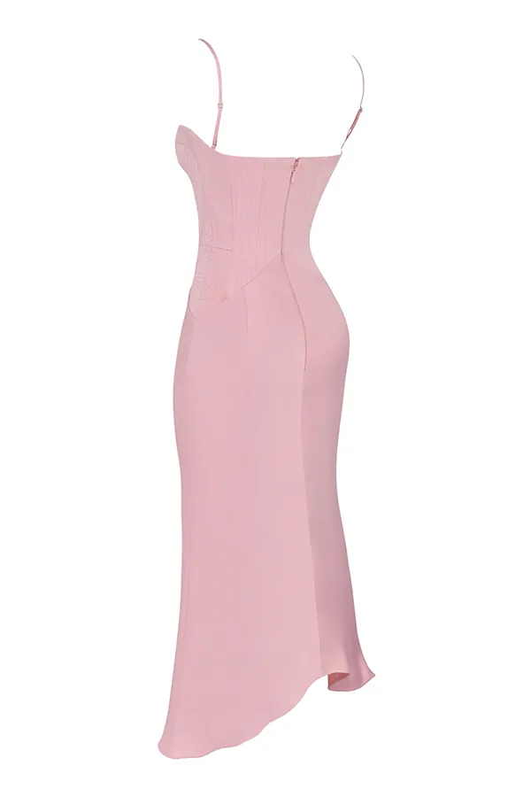 House Of CB ImogenRose Pink Satin Corset Midi Dress 8211 SALE Rose Women Bodycon Dresses