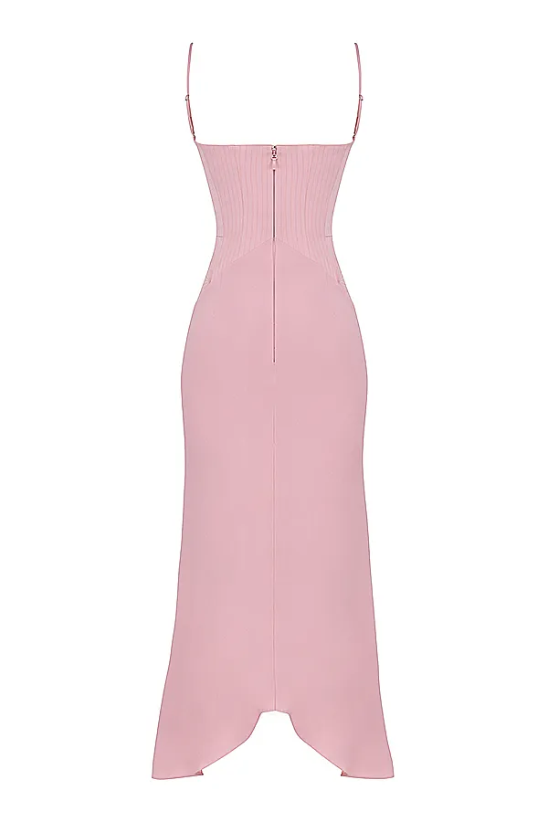 House Of CB ImogenRose Pink Satin Corset Midi Dress 8211 SALE Rose Women Bodycon Dresses