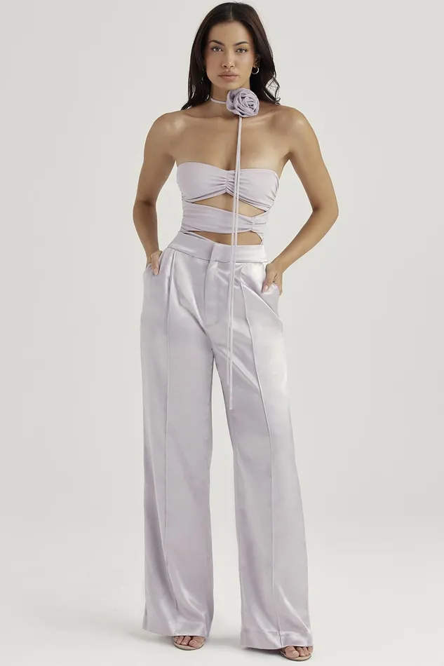 House Of CB JoieGrey Flower Trimmed Bodysuit 8211 SALE Grey Women Tops