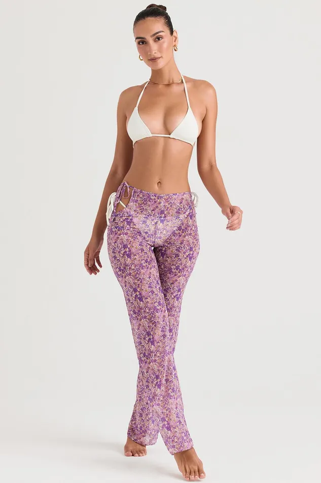 House Of CB KealaViolet Floral Cutout Trousers Violet Women Trousers