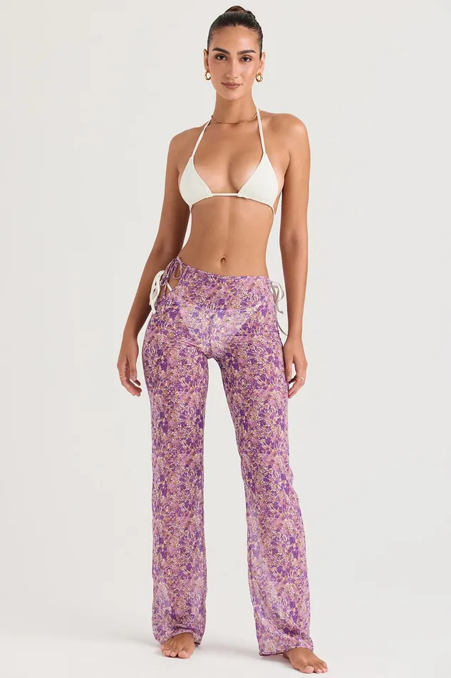 House Of CB KealaViolet Floral Cutout Trousers Violet Women Trousers
