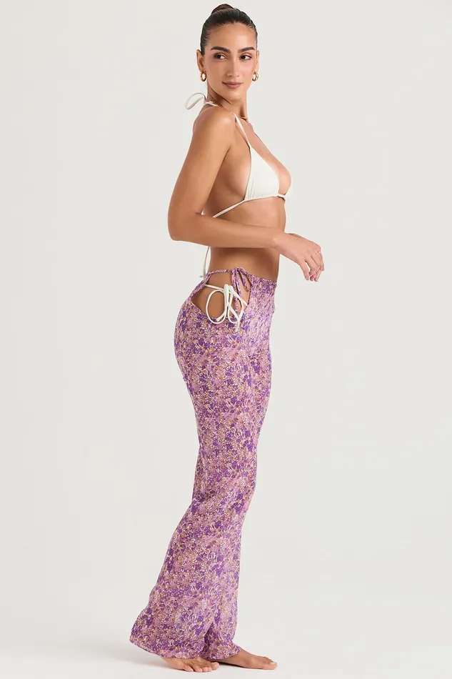 House Of CB KealaViolet Floral Cutout Trousers Violet Women Trousers