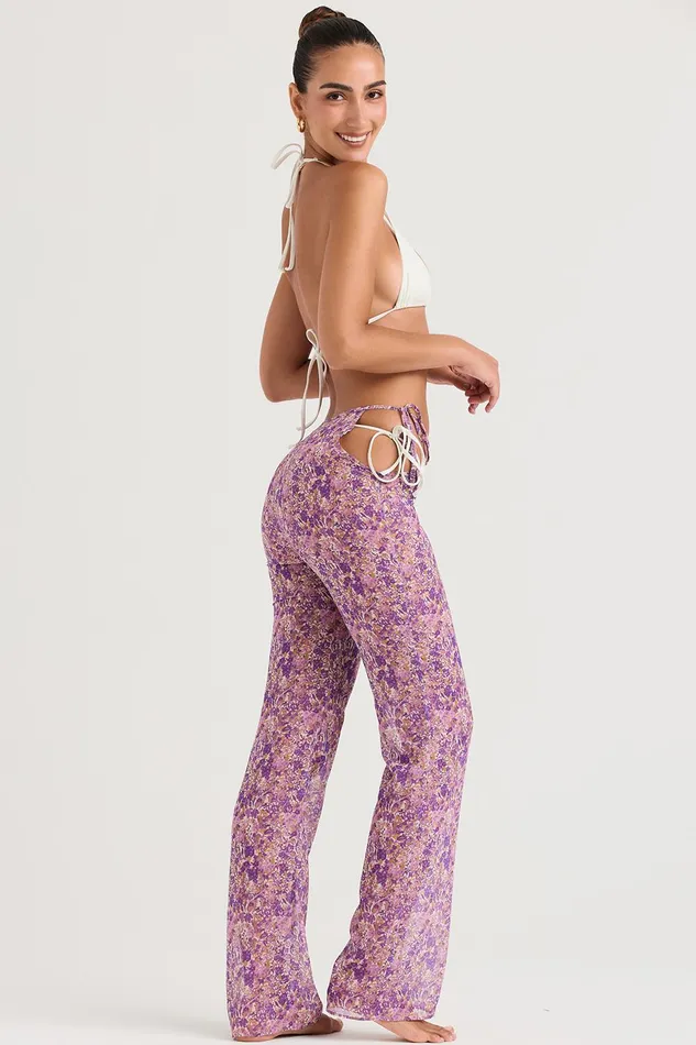 House Of CB KealaViolet Floral Cutout Trousers Violet Women Trousers