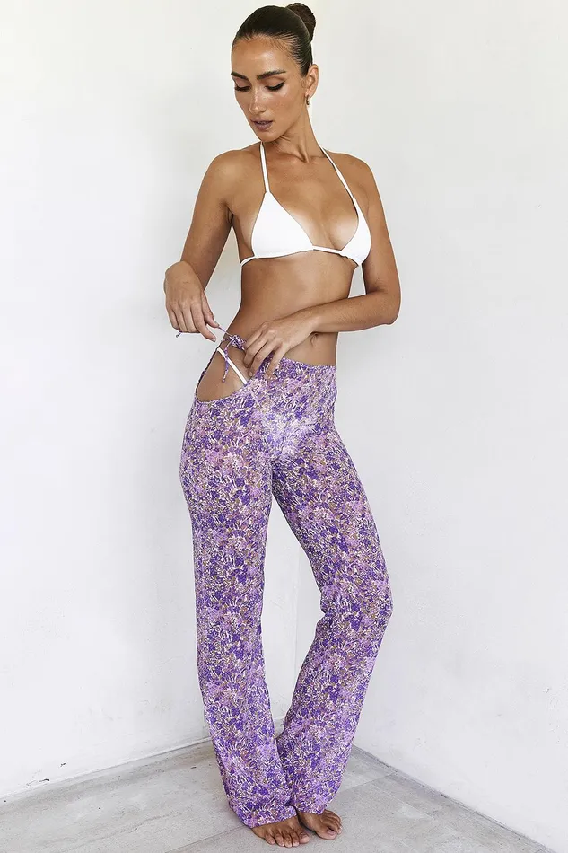 House Of CB KealaViolet Floral Cutout Trousers Violet Women Trousers
