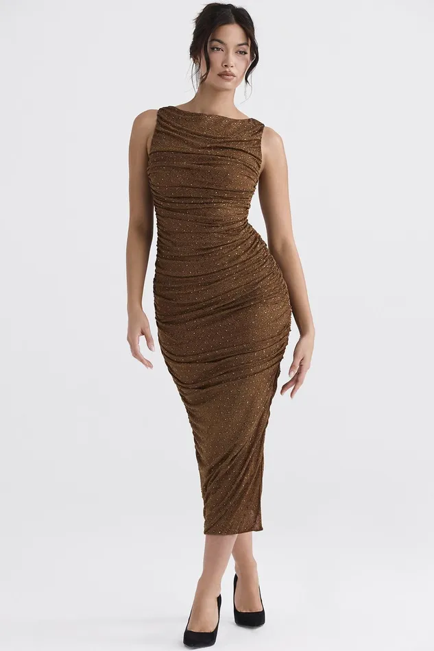 House Of CB LaurieCoffee Crystallised Maxi Dress Coffee Women Maxi Dresses