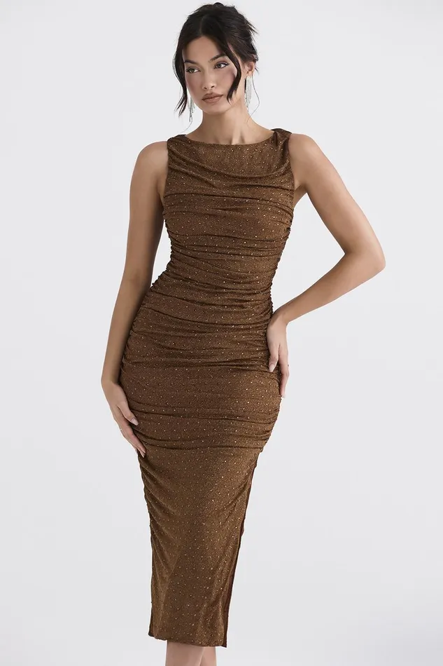 House Of CB LaurieCoffee Crystallised Maxi Dress Coffee Women Maxi Dresses