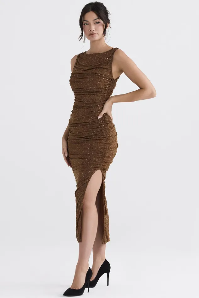 House Of CB LaurieCoffee Crystallised Maxi Dress Coffee Women Maxi Dresses