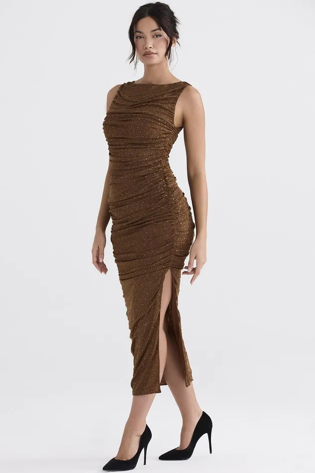 House Of CB LaurieCoffee Crystallised Maxi Dress Coffee Women Maxi Dresses