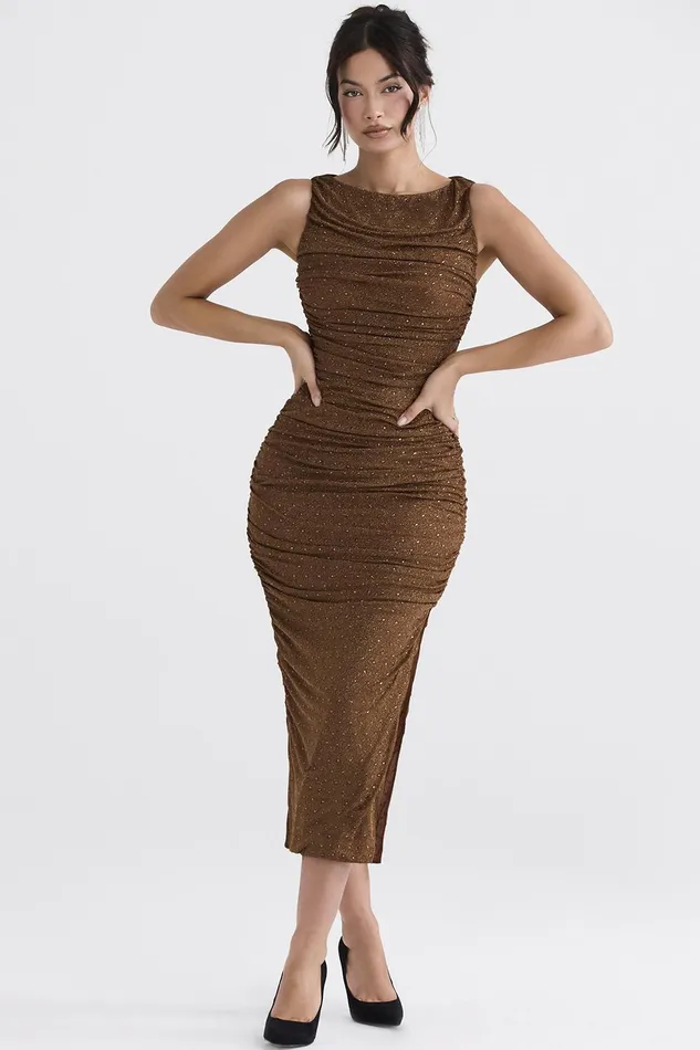 House Of CB LaurieCoffee Crystallised Maxi Dress Coffee Women Maxi Dresses