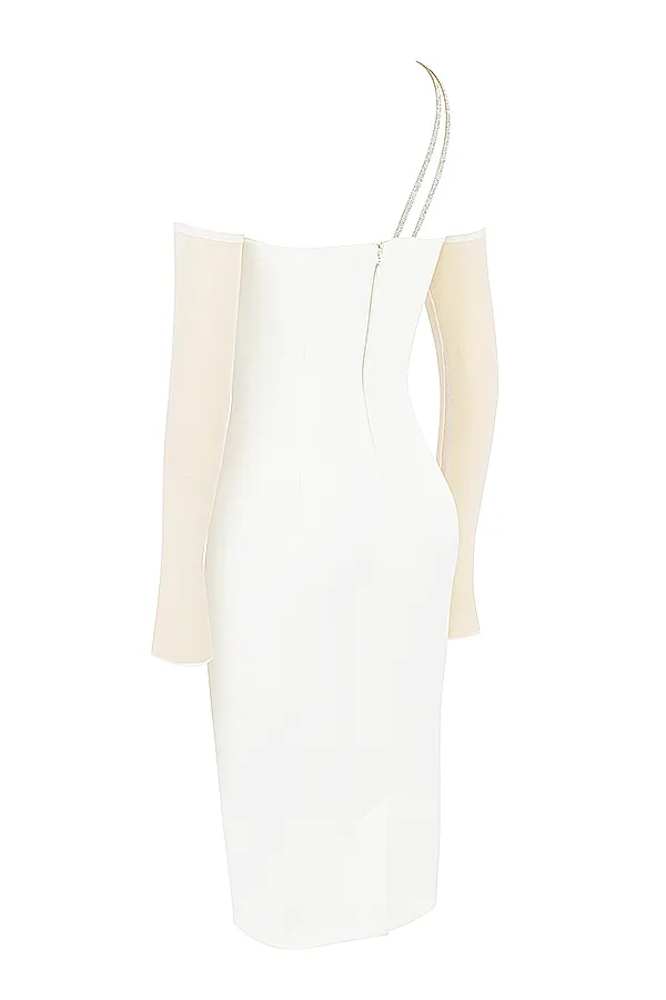 House Of CB LoulouIvory Satin Cutout Midi Dress 8211 SALE Ivory Women Bodycon Dresses