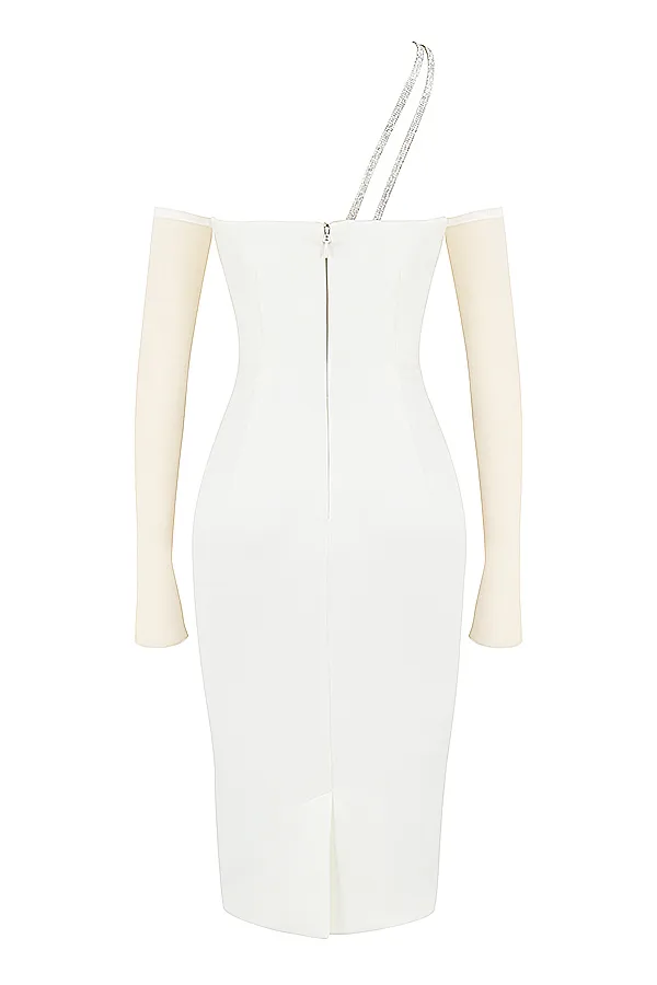 House Of CB LoulouIvory Satin Cutout Midi Dress 8211 SALE Ivory Women Bodycon Dresses