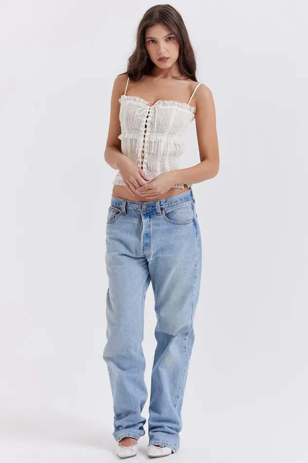 House Of CB LulaIvory Sequin Pleat Corset Ivory Women Corsets