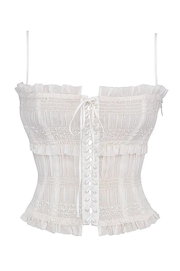 House Of CB LulaIvory Sequin Pleat Corset Ivory Women Corsets