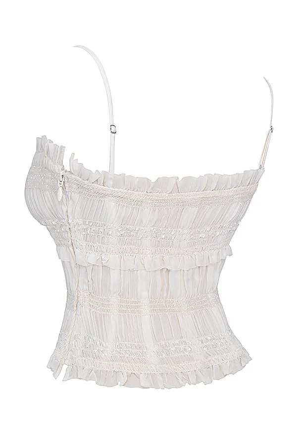 House Of CB LulaIvory Sequin Pleat Corset Ivory Women Corsets