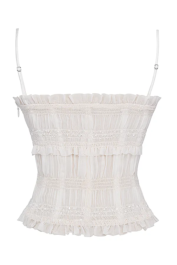 House Of CB LulaIvory Sequin Pleat Corset Ivory Women Corsets